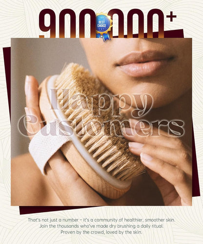 Dry Brushing Body Brush, Natural Bristle Dry Skin Exfoliating Brush Body Scrub for Flawless Skin, Cellulite Reduction, Lymphatic Drainage and Blood Circulation Improvement
