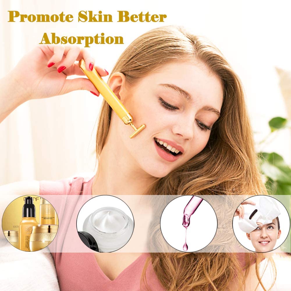 LAVENE 24k Golden Facial Massage Stick Roller Device