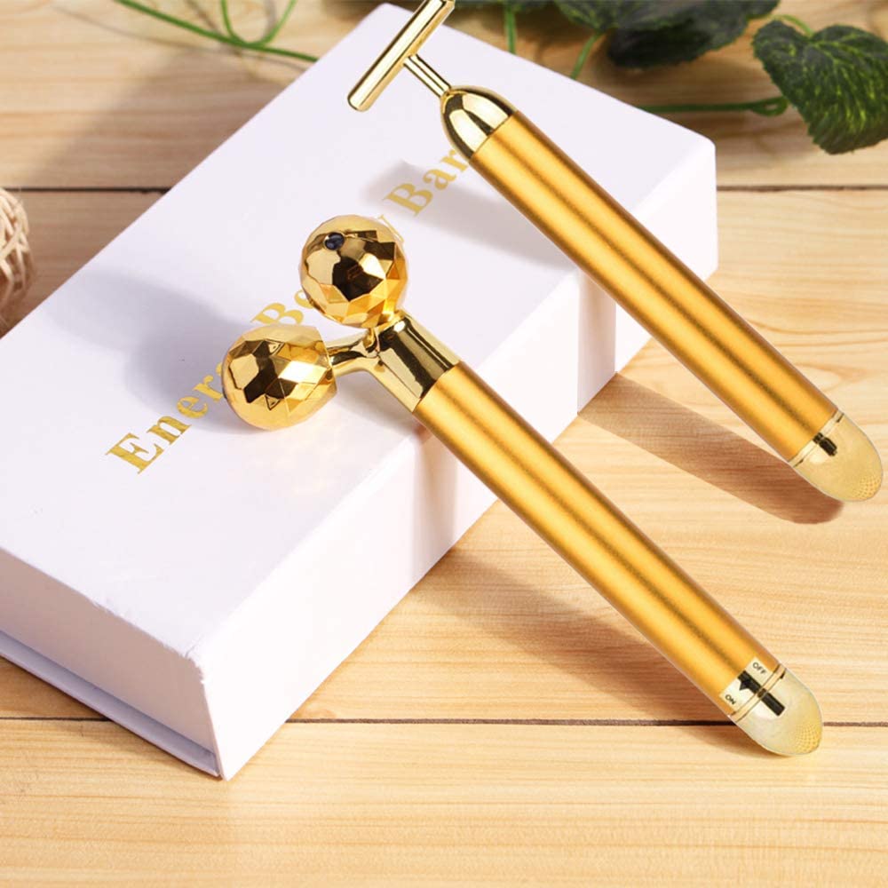 LAVENE 24k Golden Facial Massage Stick Roller Device